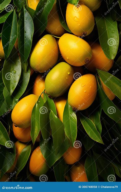 A Vertical Closeup Shot of a Ripe Mango Hanging from a Tree, Vertical ...