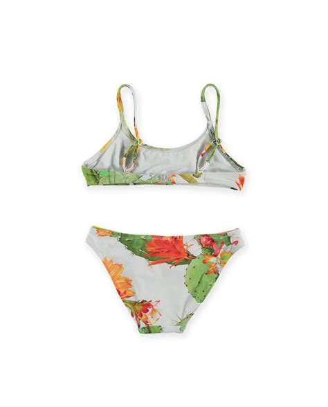 Bikini de niña en color blanco con estampado de cáctus Moda El Corte Inglés