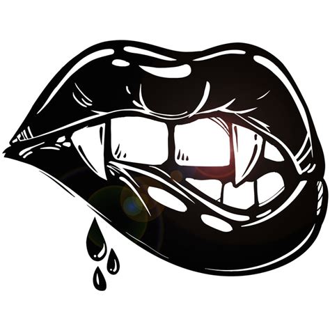 Vinyl Wall Decal Sexy Lips Vampire Fangs Girl Fantasy Halloween Sticke