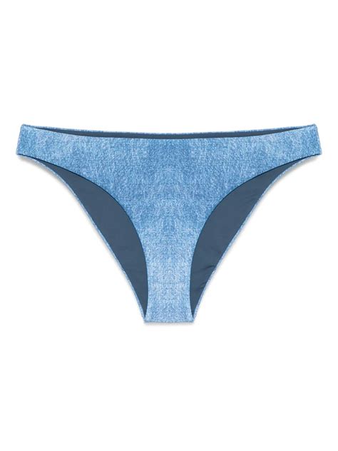 Fisico Cristina Ferrari Denim Effect Bikini Bottoms In Blue Modesens