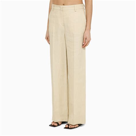 Weekend Max Mara Beige Linen Trousers TheDoubleF