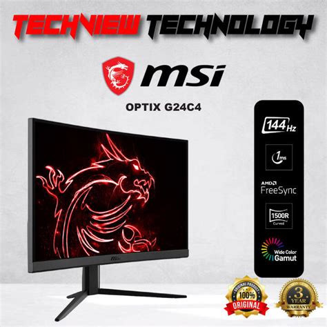 Msi Optix G24c4 24 Full Hd 144hz Freesync Curved Gaming Monitor Lazada