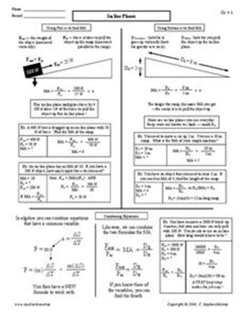 Incline Planes Worksheet for 10th - Higher Ed | Lesson Planet - Worksheets Library