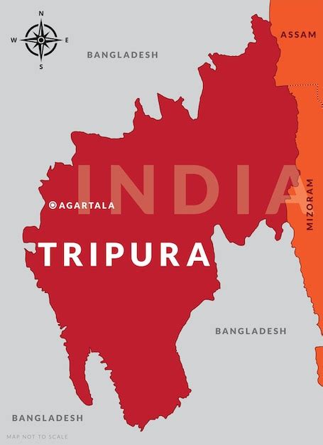 Estado De Tripura India Con Ciudad Capital Agartala Mapa Dibujado A