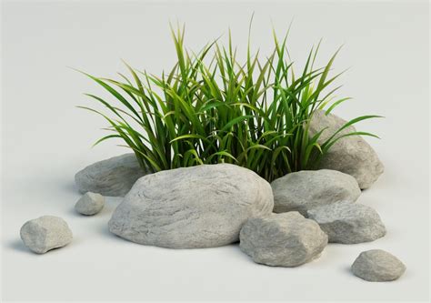 3ds max grass stones