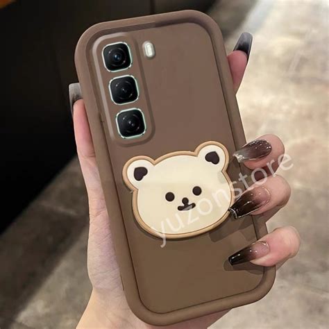 Ready Stock Casing For Infinix Hot 50 Pro Plus Hot50 4G 5G Three Dimensional Cute Cartoon Bear