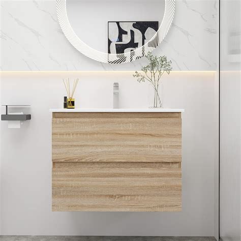 SSLine 30 Wood Bathroom Vanity With Sink Wall Mounted Small Bathroom