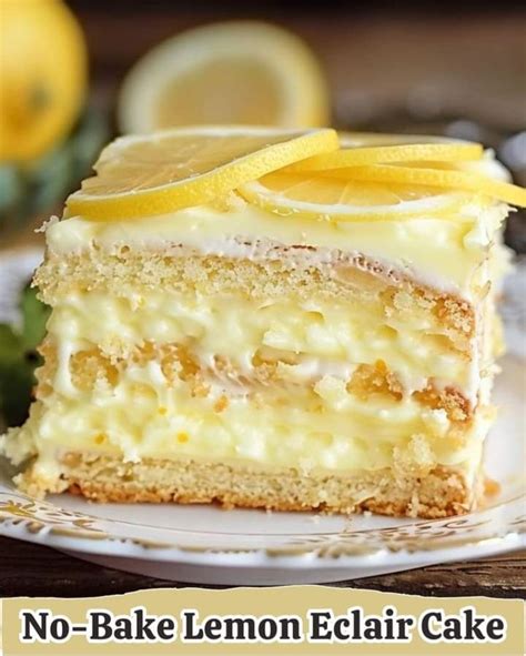 No Bake Lemon Eclair Cake In 2024 Eclair Cake Eclair Cake Recipes Lemon Desserts