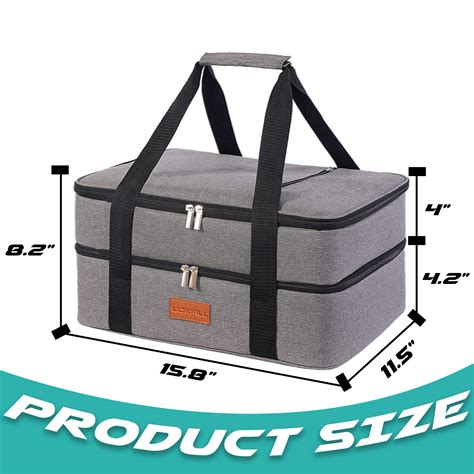 Lunch Bag Insulated Thermal Food Carrier Insulated Double Decker Casserole Carrier For Hot Or