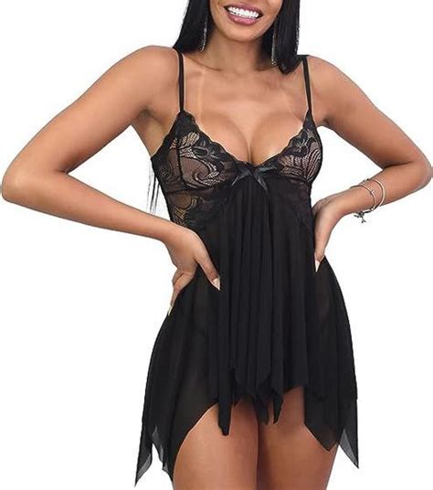 Lingerie Sexy Feminina Conjunto de Camisola Sensual Renda e Laço