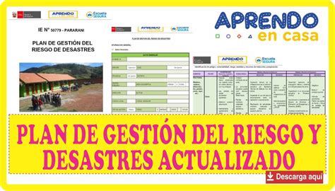 Aprendo En Casa Plan De Gesti N Del Riesgo Y Desastres Actualizado