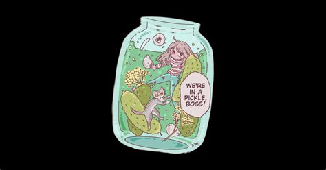 In a Pickle English Idiom funny Cartoon With A Cat - Pickle Jar ...