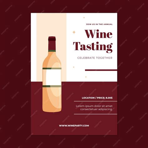 Premium Vector Flat Wine Party Poster Template