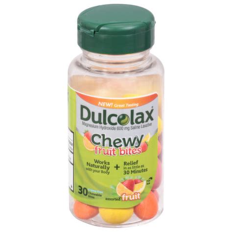 Dulcolax Saline Laxative, 600 mg, Chewy Fruit Bites, Assorted Fruit