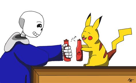 Sans And Pikachu By Arerona On Deviantart