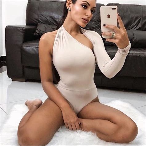 Tops Nude One Shoulder Long Sleeve Bodysuit Poshmark