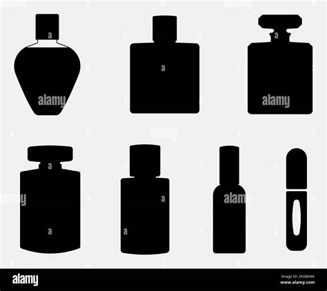 A Vector Illustration Of Set Of Perfume Bottle Silhouette Isolated On