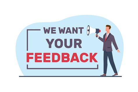Concept of getting feedback, man with megaphone from custome