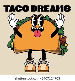 Tacos Character Design Slogan Taco Adventure Stock Vector Royalty Free