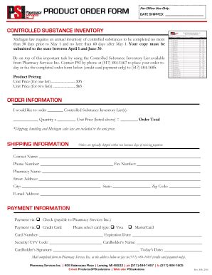 Fillable Online Psi Product Order Form For Office Use Only Psi