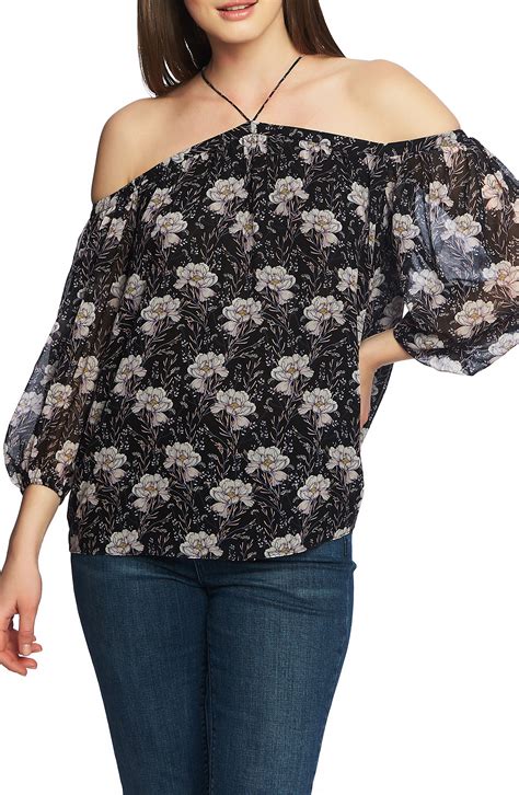 1 State Off The Shoulder Sheer Chiffon Blouse Nordstrom