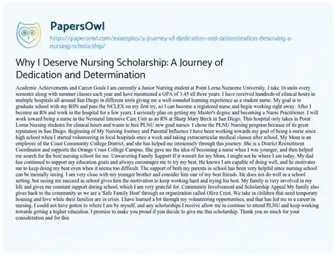 Why I Deserve Nursing Scholarship A Journey Of Dedication And