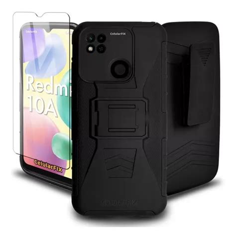 Funda Protector P Redmi 10a Uso Rudo Clip C Mica Cristal