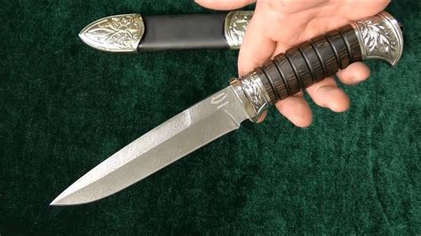 Нож Витязь, (дамасская сталь), мельхиор, венге - YouTube
