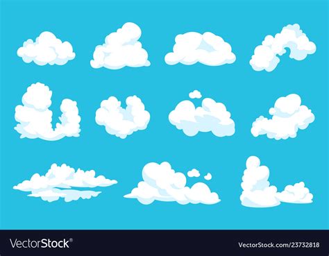 Cartoon clouds sky atmosphere blue heaven 2d Vector Image