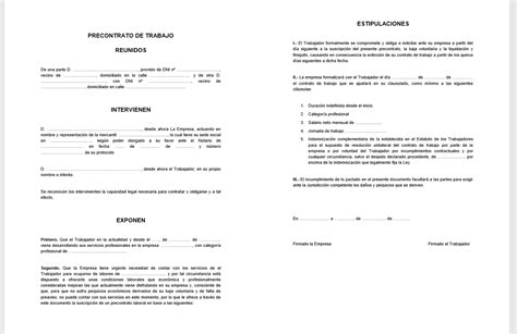 Modelo De Contrato De Trabajo Temporal En Word Actualizado Febrero