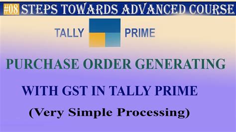 Purchase Order Generating With Gst In Tally Prime How To Enable