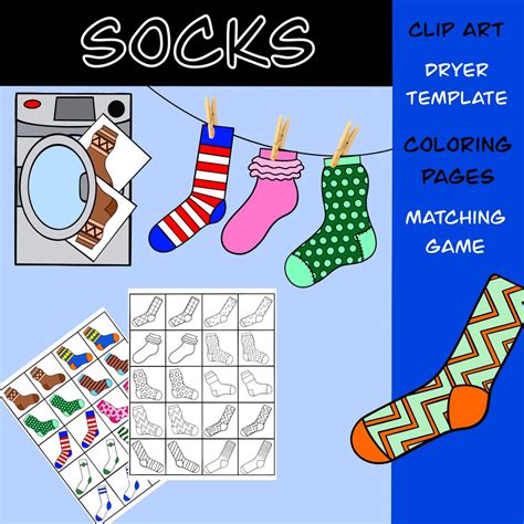 Silly Socks Matching Game Png Coloring Pages Dryer Template Game