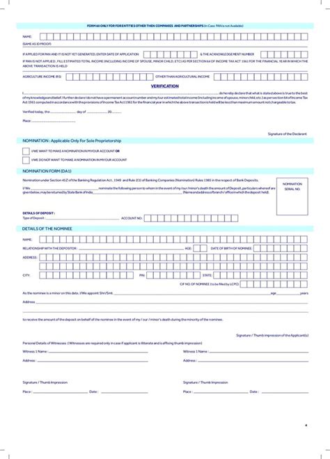 Individual Consultant Sbi Bank Account Opening Form Banking Id