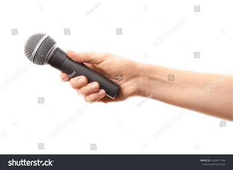 Female Hand Microphone On White Background Stock Photo 1563471196