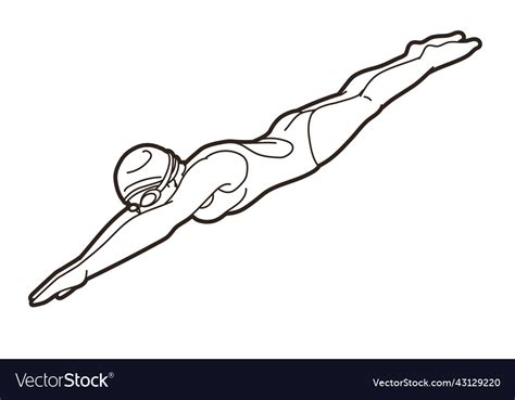 Swimming Sport Female Swimmer Action Royalty Free Vector