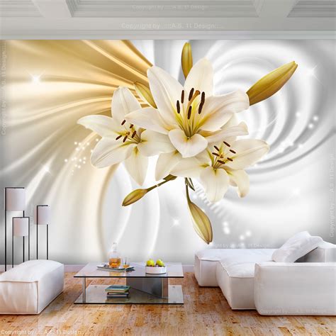 Lilien Blume Diamant Abstrakt VLIES FOTOTAPETE 3D WOHNZIMMER TAPETE