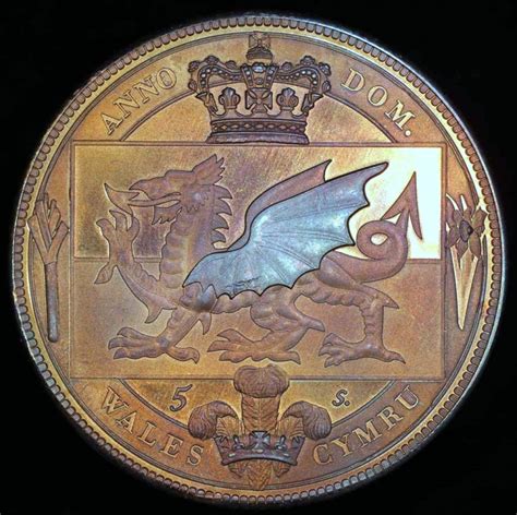 1887 Wales 5 Shillings Victoria Medallic Issue 2007 Copper Proof