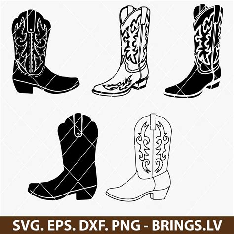 Cowboy Boots Svg Bundle Cowgirl Svg Western Boots Svg Png Dxf Eps