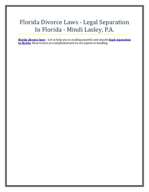 Florida Divorce Laws Legal Separation In Florida Mindi Lasley P A