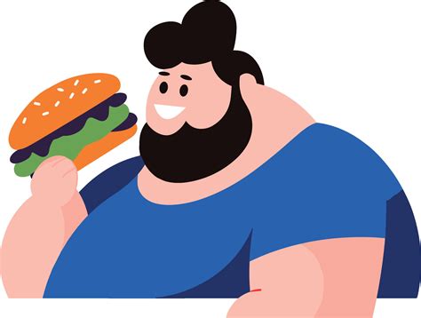 fat guy eating burger flat style isolated on background 39862294 Vector ...