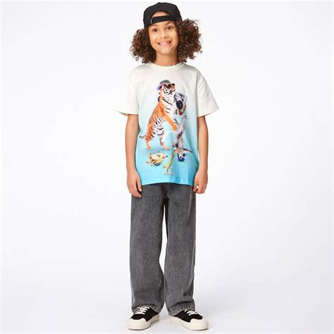 Molo Boys Ivory And Blue Tiger Cotton T Shirt Childrensalon