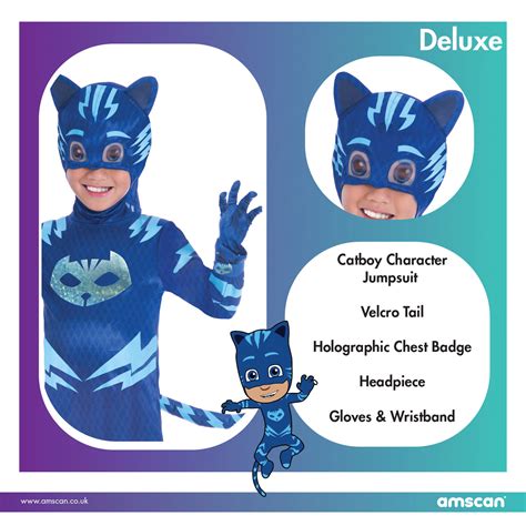 Pj Masks Catboy Deluxe Costume Age 7 8 Years 1 Pc Amscan