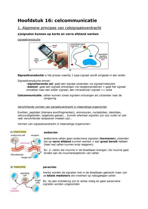 Celbiologie Samenvatting H Hoofdstuk Celcommunicatie