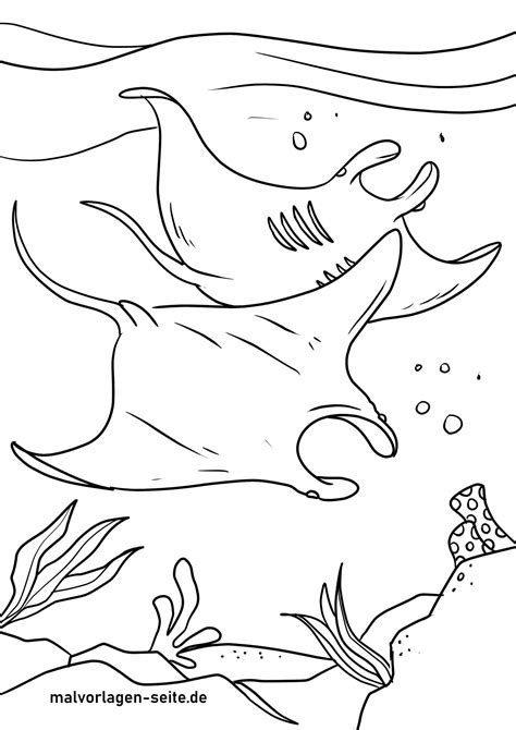 Great Coloring Page Manta Rays Fishes Free Coloring Pages