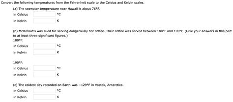 Solved Convert The Following Temperatures From The Chegg