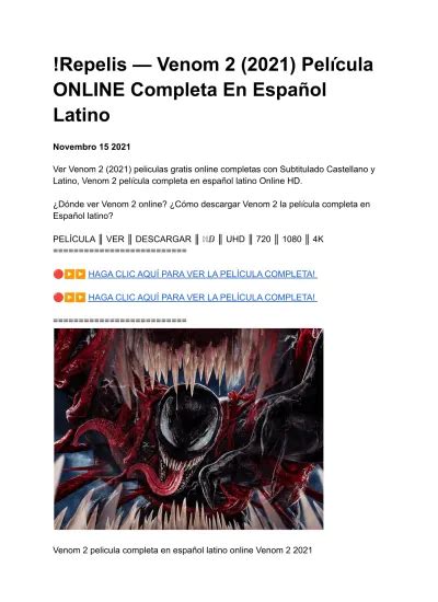 Repelis Venom Pel Cula Online Completa En Espa Ol Latino