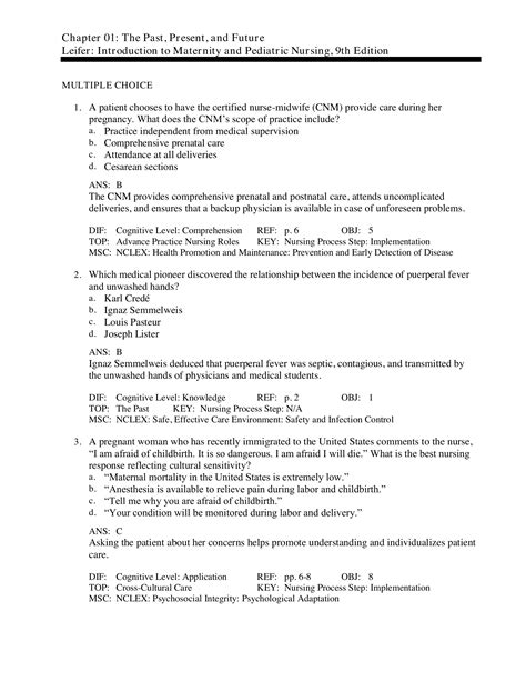 Test Bank Introduction To Maternity And Pediatric Nursing 9th