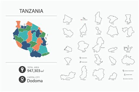 Map Of Tanzania With Detailed Country Map Map Elements Of Cities