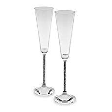 Oleg Cassini Crystal Hematite Toasting Flutes Set Of Copas De