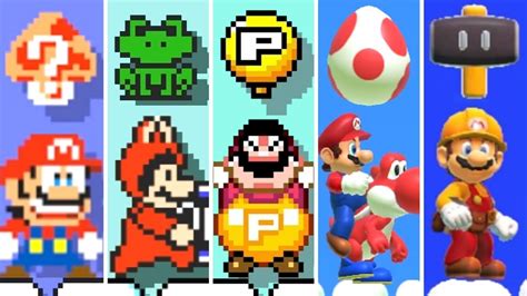 Super Mario Maker 1 And 2 All Mario Power Ups Youtube